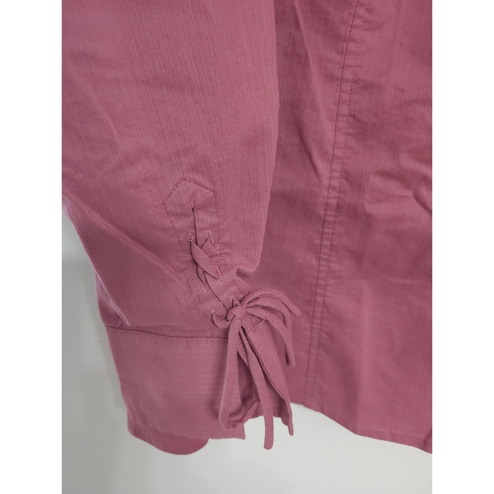 Apostrophe Stretch Pink Button Up Blouse Lace Up Tie Cuffs Plus Size 16W - Picture 3 of 9